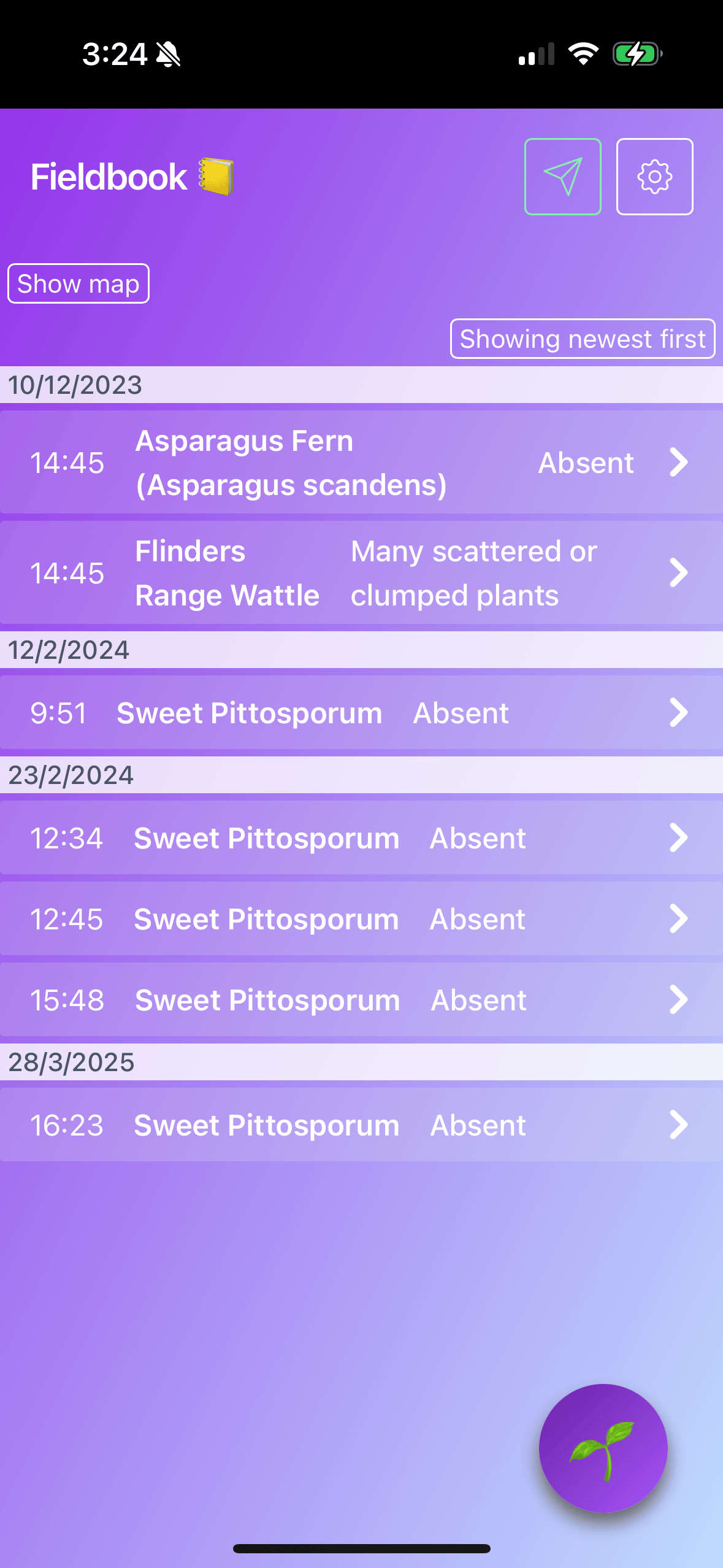 Fieldbook screenshot